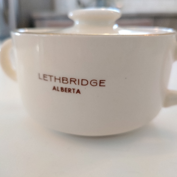 Antique Wild Rose Alberta souvenir dish 22k double handled bowl with lid - Picture 11 of 13